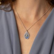 Cherished Spot Aqua Silhouette Map Necklace [Silver]