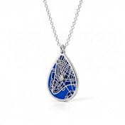 Cherished Spot Aqua Silhouette Map Necklace [Silver]