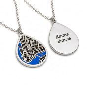 Cherished Spot Aqua Silhouette Map Necklace