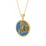 Talisa Aqua Halskette mit Silhouetten-Karte und einem Herzdiamanten [750er vergoldet]