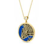 Talisa Aqua Silhouette Map Necklace with Heart Diamond [18K Gold Vermeil]