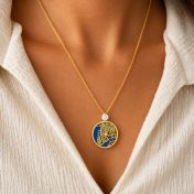 Talisa Aqua Silhouette Map Necklace With 1 Ct Diamond [18K Gold Vermeil]