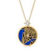 Talisa Aqua Silhouette Map Necklace With 1 Ct Diamond [18K Gold Vermeil]