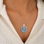 Talisa Aqua Halskette mit Silhouetten-Karte und einem 1,0 ct Diamanten