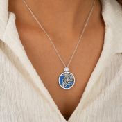 Talisa Aqua Silhouette Map Necklace With 1 Ct Diamond [Silver]