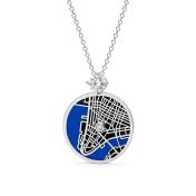 Talisa Aqua Silhouette Map Necklace With 1 Ct Diamond [Silver]