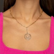 Collier Carte Précieuse en Chaîne Trombone [Plaqué Or 18ct]