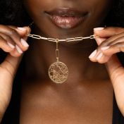 Collier Carte Précieuse en Chaîne Trombone [Plaqué Or 18ct]