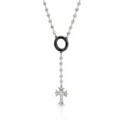 Ewigkeitskreis Kreuz Halskette mit Namen - Dunkler Kreis [Sterlingsilber]