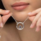 Textured Circle Necklace with Nano Bible