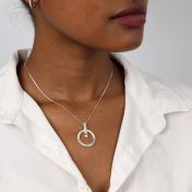 Circle Name Necklace with a Diamond [Sterling Silver]