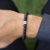 Signatur Armband aus Schwarzem Lavastein für Herren - Sterlingsilber