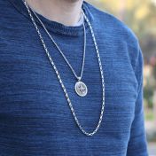Collier Boussole Famille Gravé pour Homme - Argent 925