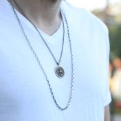 Collier Boussole Famille Gravé pour Homme - Argent 925