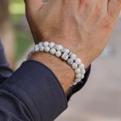 Bracelet Howlite Classique pour Homme - Argent 925