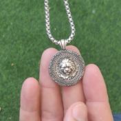 Lion Heart Name Necklace for Men - Sterling Silver