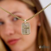 Collier Plaque Croix [Plaqué Or 18ct]