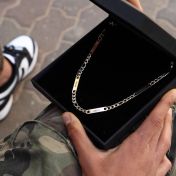 Figaro Chain Men Name Necklace - 18K Gold Plated