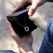 Father's Circle Box Chain Name Necklace - Silver