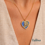 Collier Liens du Cœur Carte Silhouette Aqua - Plaqué Or 18ct