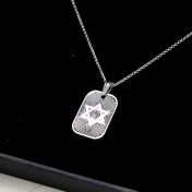 Star of David Tag Engraved Necklace [Sterling Silver]