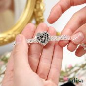 Herzensbindungen Silhouette Armband mit Milanaise Kette und Landkarte [Silber]