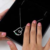 Ties of the Heart Name Necklace with Green Charm [Sterling Silver]