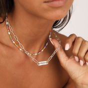 Link Chain Bar Engraved Necklace [Sterling Silver]