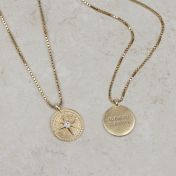 Collier Boussole Coordonnées Gravées [Plaqué Or 18ct]