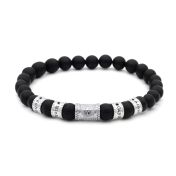 Compass Diamond Men Name Bracelet - Black Onyx