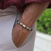 Compass Diamond Men Name Bracelet - Green Tiger Eye