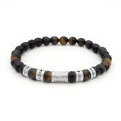 Compass Diamond Men Name Bracelet - Green Tiger Eye