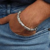 Compass Diamond Men Name Bracelet - Picasso Jasper