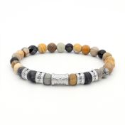 Compass Diamond Men Name Bracelet - Picasso Jasper
