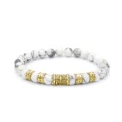 Compass Diamond Name Bracelet - Howlite [18K Gold Vermeil]