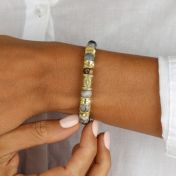 Compass Diamond Name Bracelet - Picasso Jasper [18K Gold Vermeil]