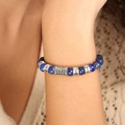 Compass Diamond Name Bracelet - Lapis Lazuli [Sterling Silver]
