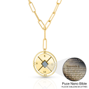Collier Initiales Boussole avec Nano Bible [Vermeil 18ct] 