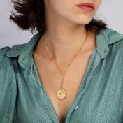 Collier Médaillon Boussole avec Prénoms [Plaqué Or 18ct]