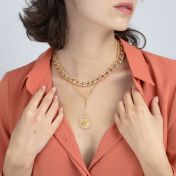 Compass Medallion Necklace with Coordinates [18K Gold Plated]
