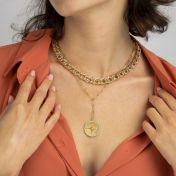 Compass Medallion Necklace with Coordinates [18K Gold Plated]