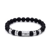 Compass Men Name Bracelet with 0.20 ct Black Diamonds - Black Onyx