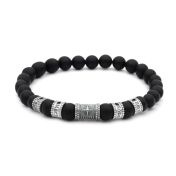 Kompass Herren Namensarmband mit 0,20 Kt schwarzen Diamanten - schwarzer Onyx