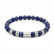 Kompass Herrenarmband aus Lapislazuli mit Gravur und 0,20 ct schwarzen Diamanten