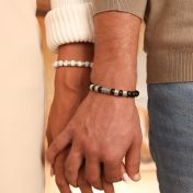 Bracelet Onyx Noir Prénom avec Boussole pour Homme