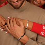 Bracciale Bussola in Pietra di Onice Nero da Uomo con Nome 