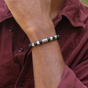 Compass Men Name Bracelet with Black Onyx Stones