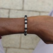Compass Men Name Bracelet with Black Onyx Stones
