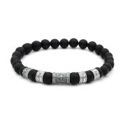 Bracciale Bussola in Pietra di Onice Nero da Uomo con Nome 