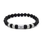 Compass Men Name Bracelet with Black Onyx Stones